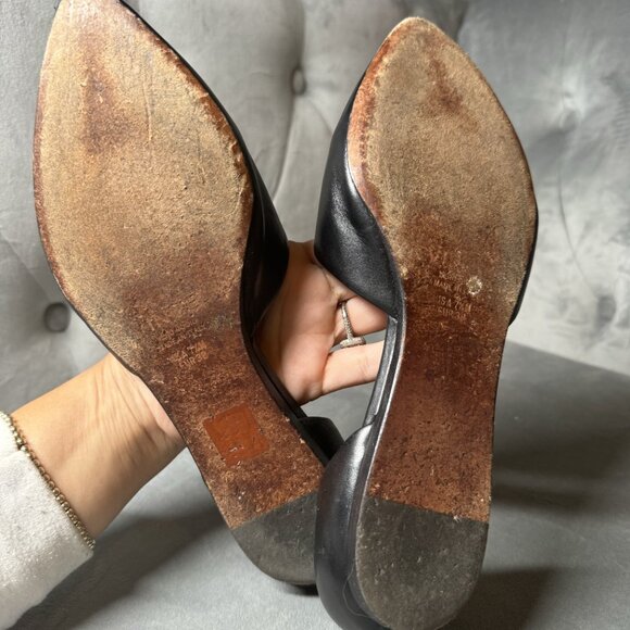 Vince Nina Pointed Toe D' Orsay Black Leather Flat Size 7 1/2 - Picture 11 of 12